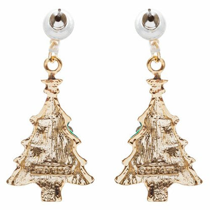 Christmas Jewelry Crystal Rhinestone Colorful Christmas Tree Earrings