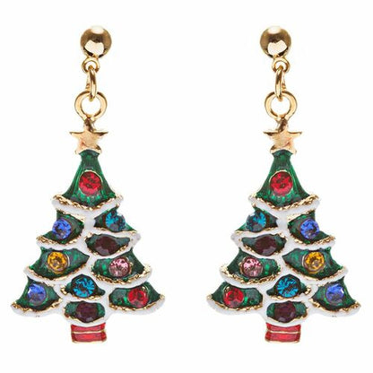 Christmas Jewelry Crystal Rhinestone Colorful Christmas Tree Earrings